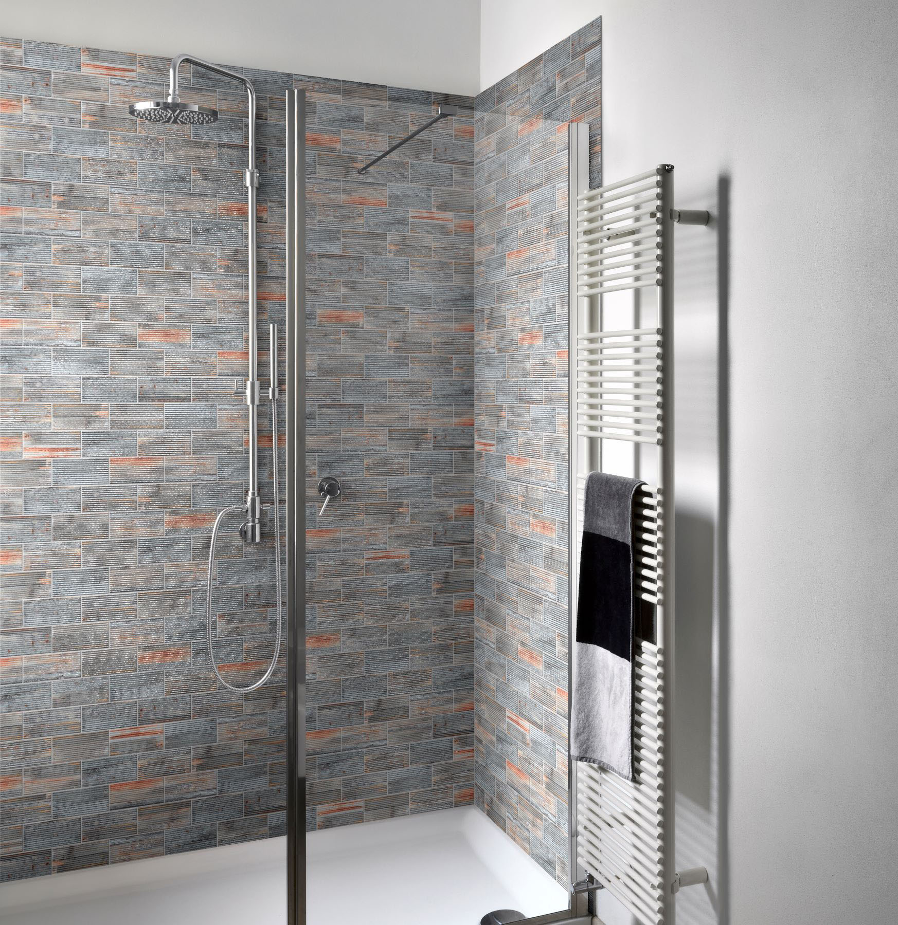 2.8"x6" Rust Industrial Linear Relief Pattern Glazed Ceramic Mosaic | Demolive