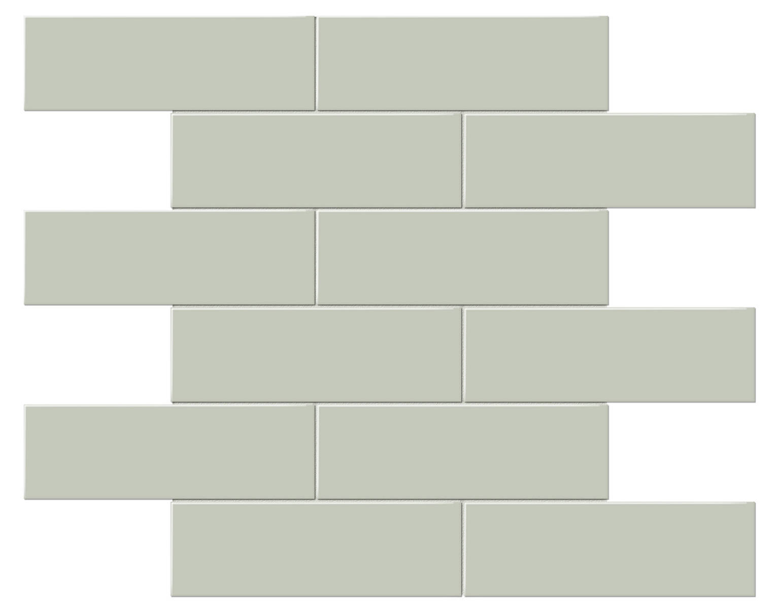 2×6 Soft Sage Glossy Brick Mosaic