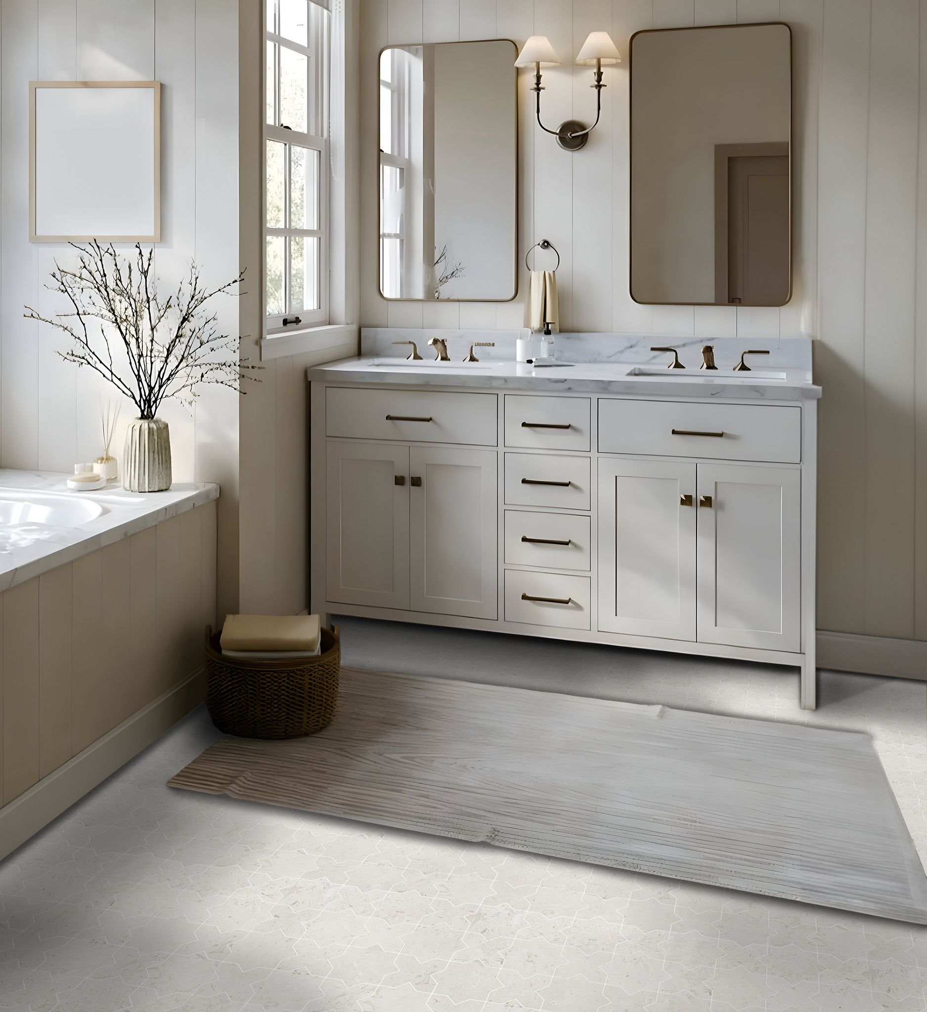 3"x3" Cross & Star Beige Marble  | Demolive