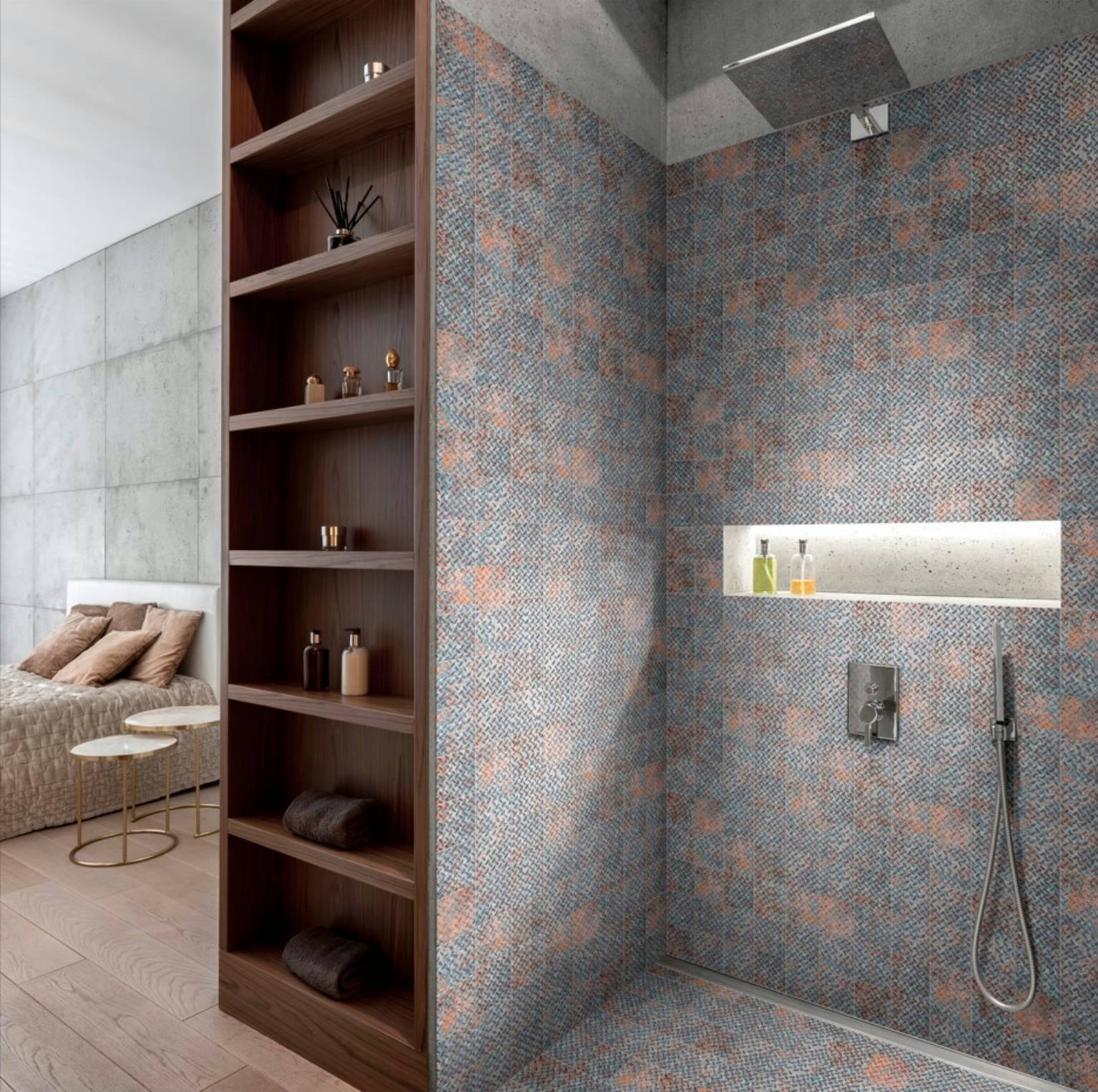 4x4 Rust Industrial Relief Pattern Glazed Ceramic Mosaic | Demolive