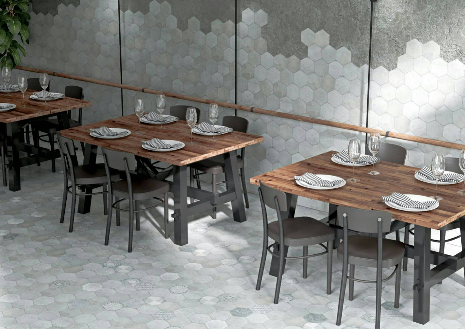 Alma 5.5x6.3” Grey and Grey Decor Hexagon 0 | Demolive