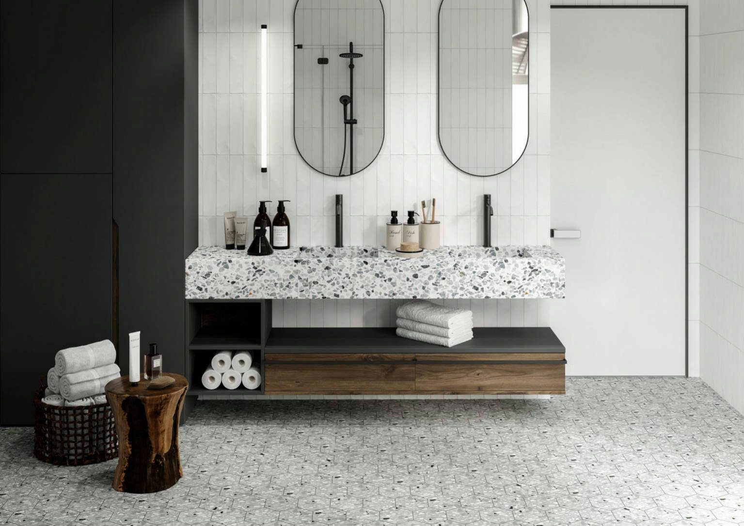 Altea 5.5X6.3” Grey and White Hexagon  | Demolive