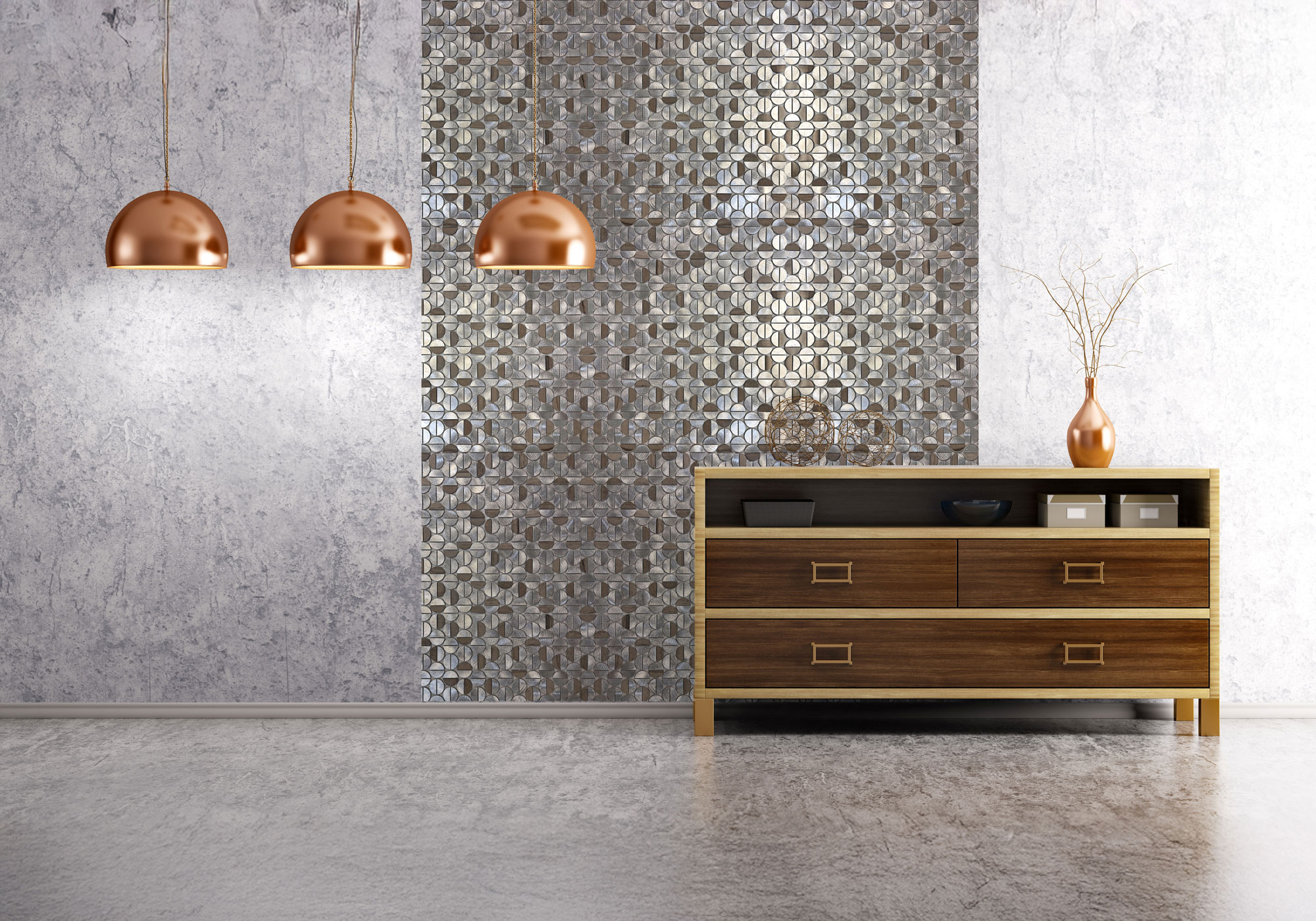 Aluminum & Marble Semi Circle Silver Brown 2 | Demolive