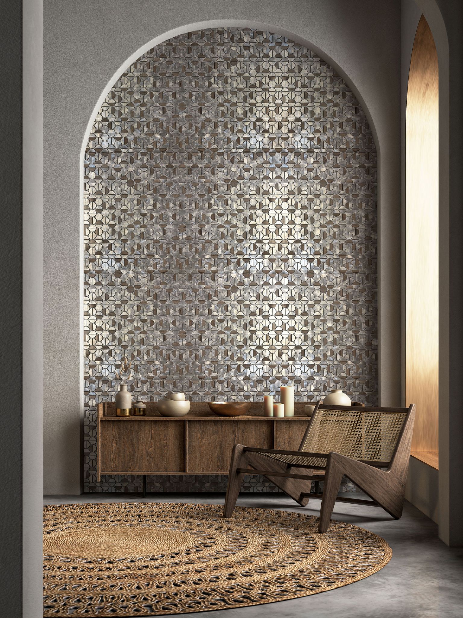 Aluminum & Marble Semi Circle Silver Brown | Demolive