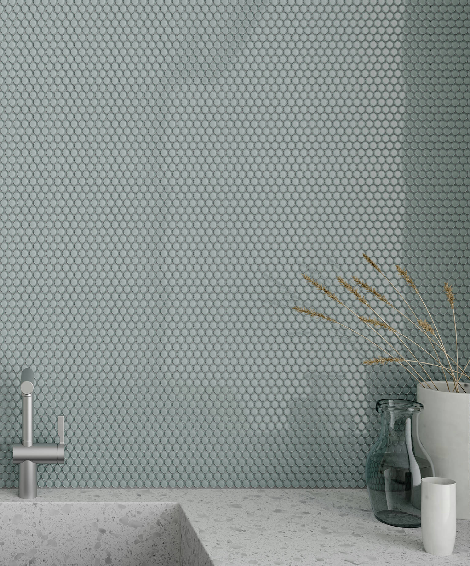 Bliss Element Shadow Penny Round Mosaic | Demolive