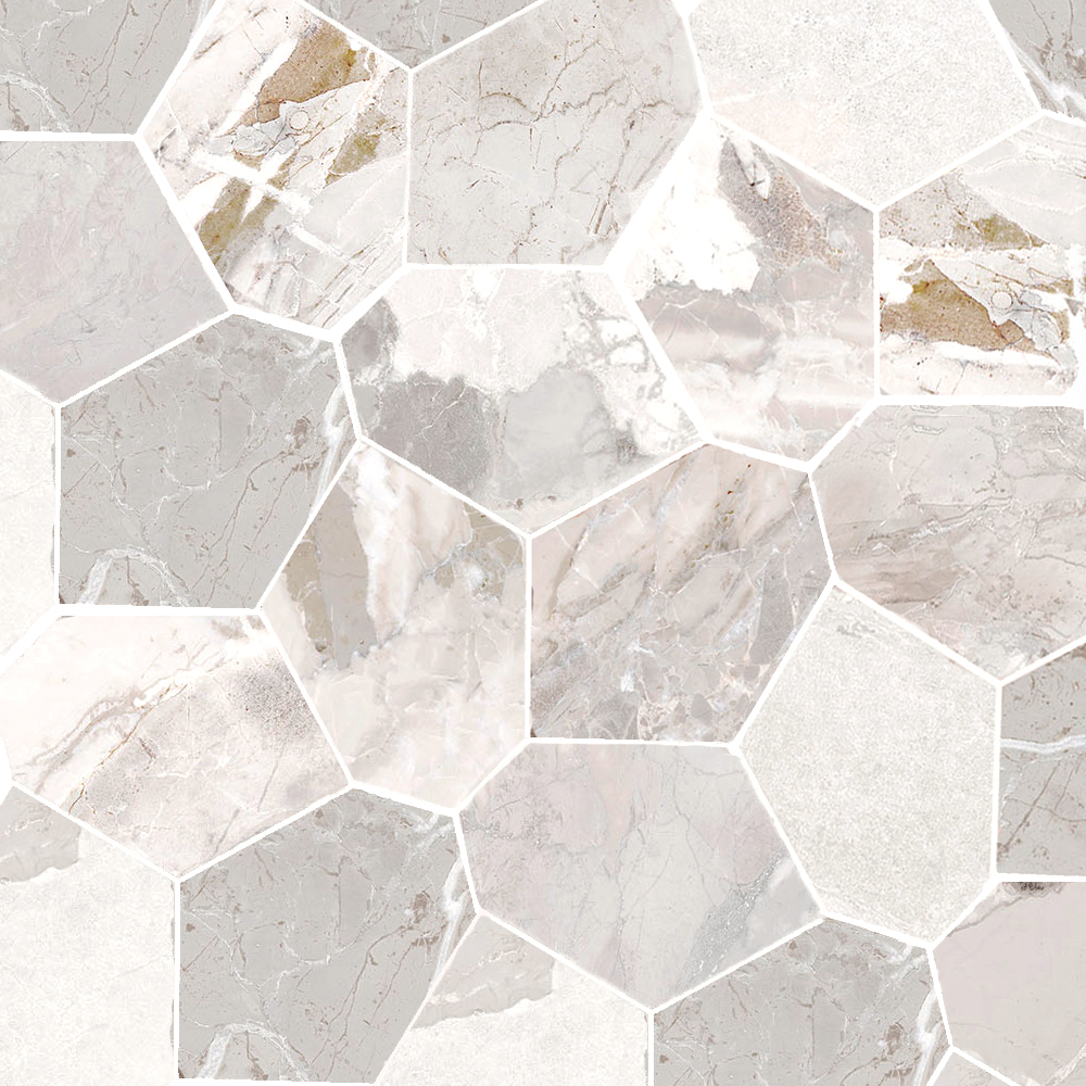 Dynasty White Polished/Matte 11X12 Eggs Mosaic