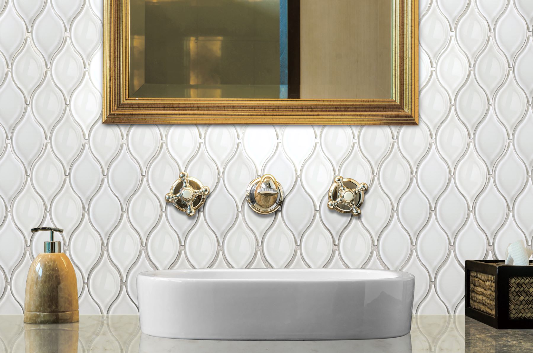 Glass "Tears" White Mosaic 12"x11" | Demolive
