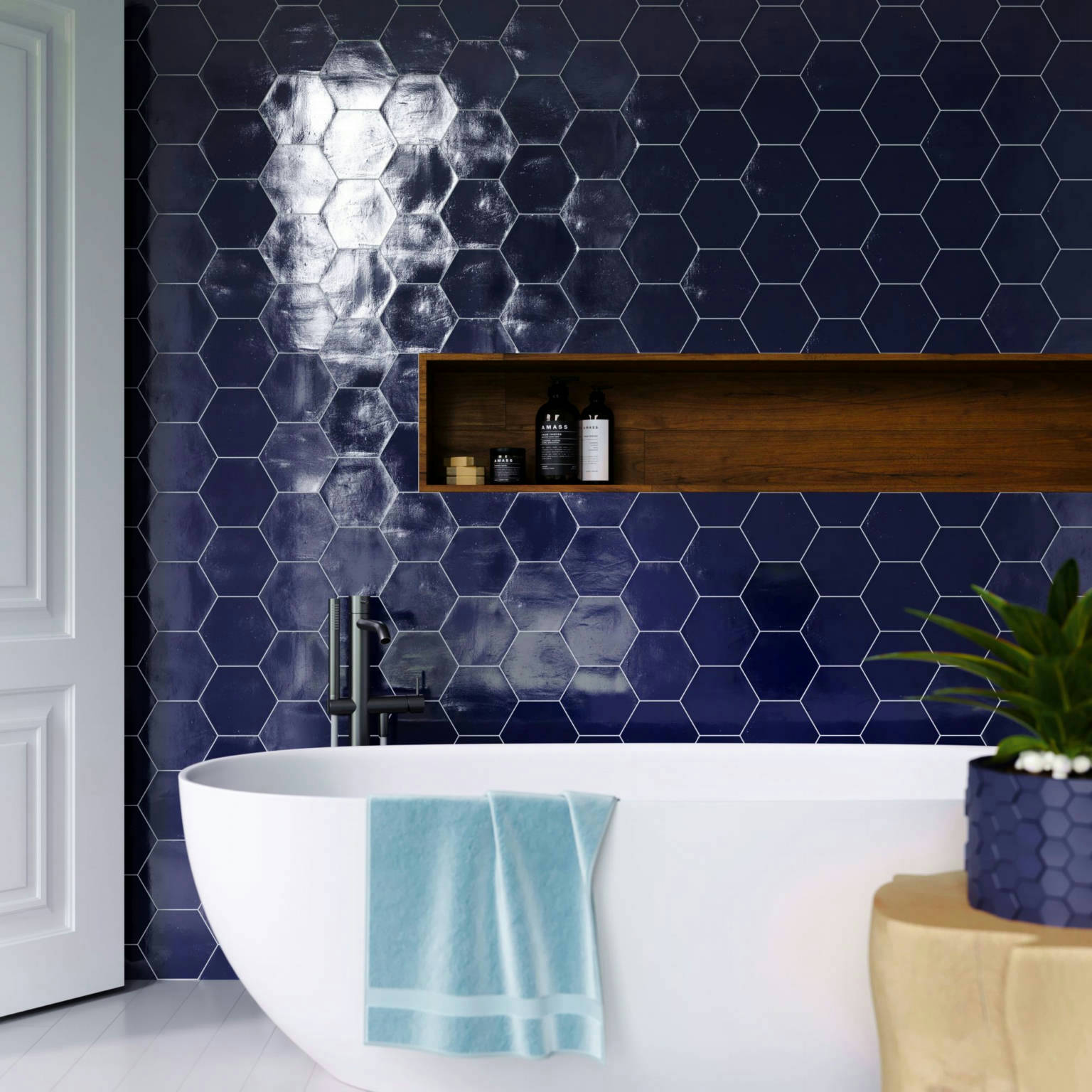 Ronda 5.5X6.3” Cobalt Hexagon | Demolive