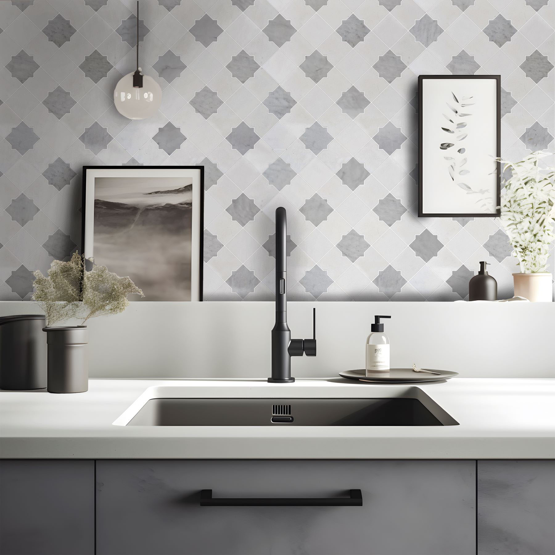 Star & Square White & Grey Mix Marble | Demolive