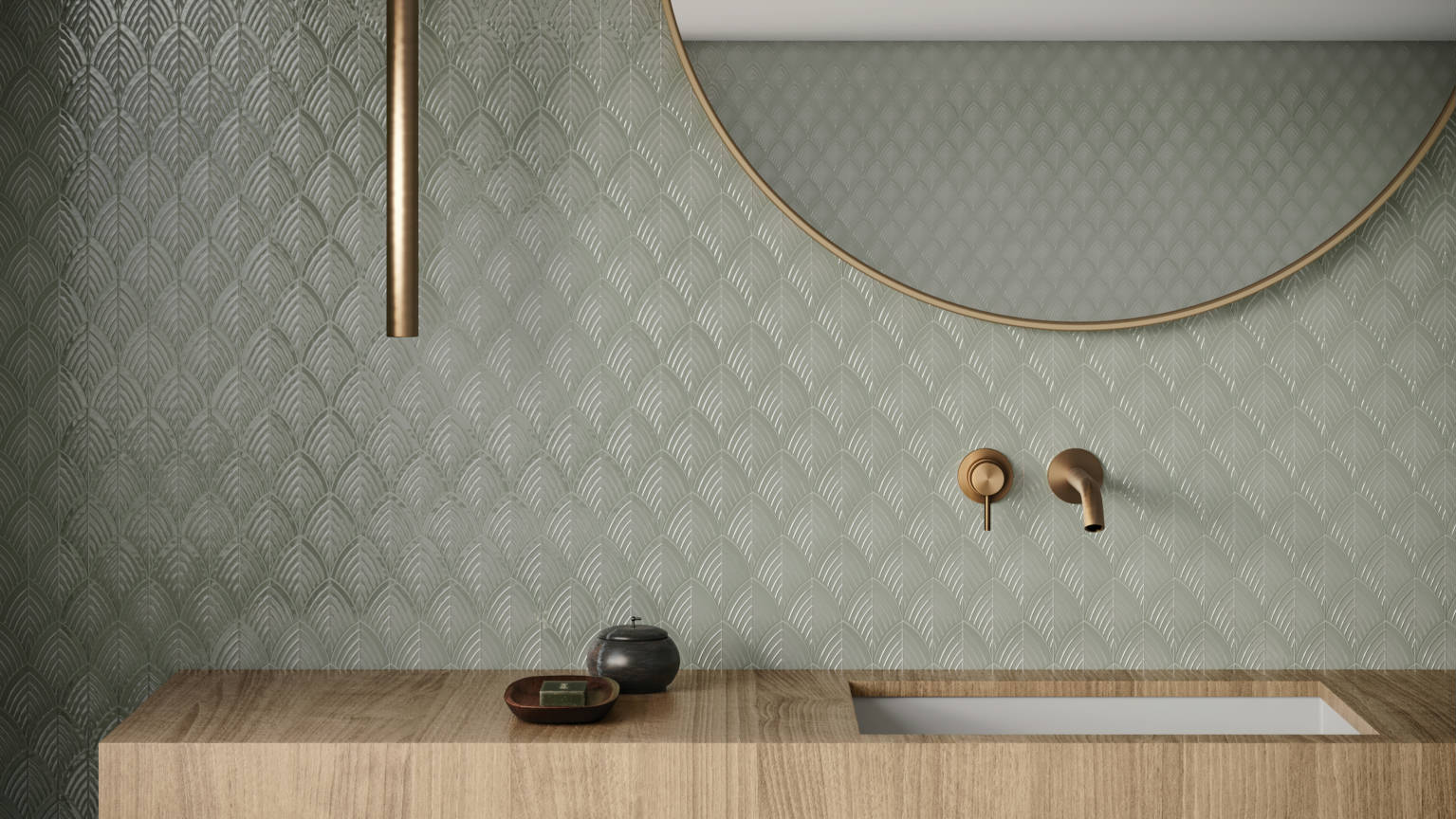 Traditions Soft Sage Glossy Scallop Mosaic 2 | Demolive