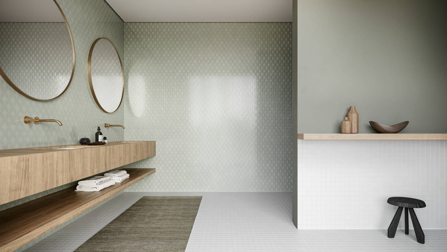 Traditions Soft Sage Glossy Scallop Mosaic | Demolive