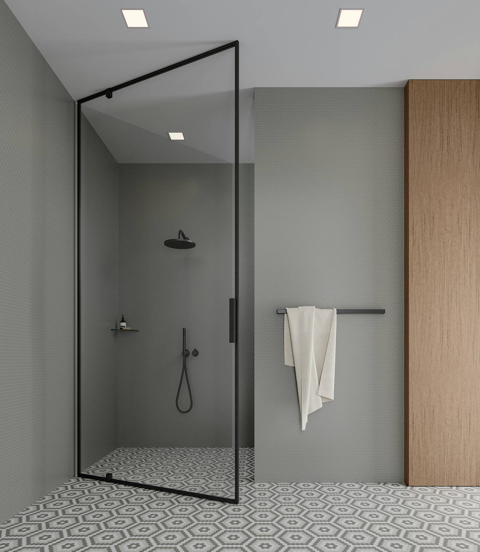 Traditions Taupe Matte 1in Hex Mosaic 2 | Demolive