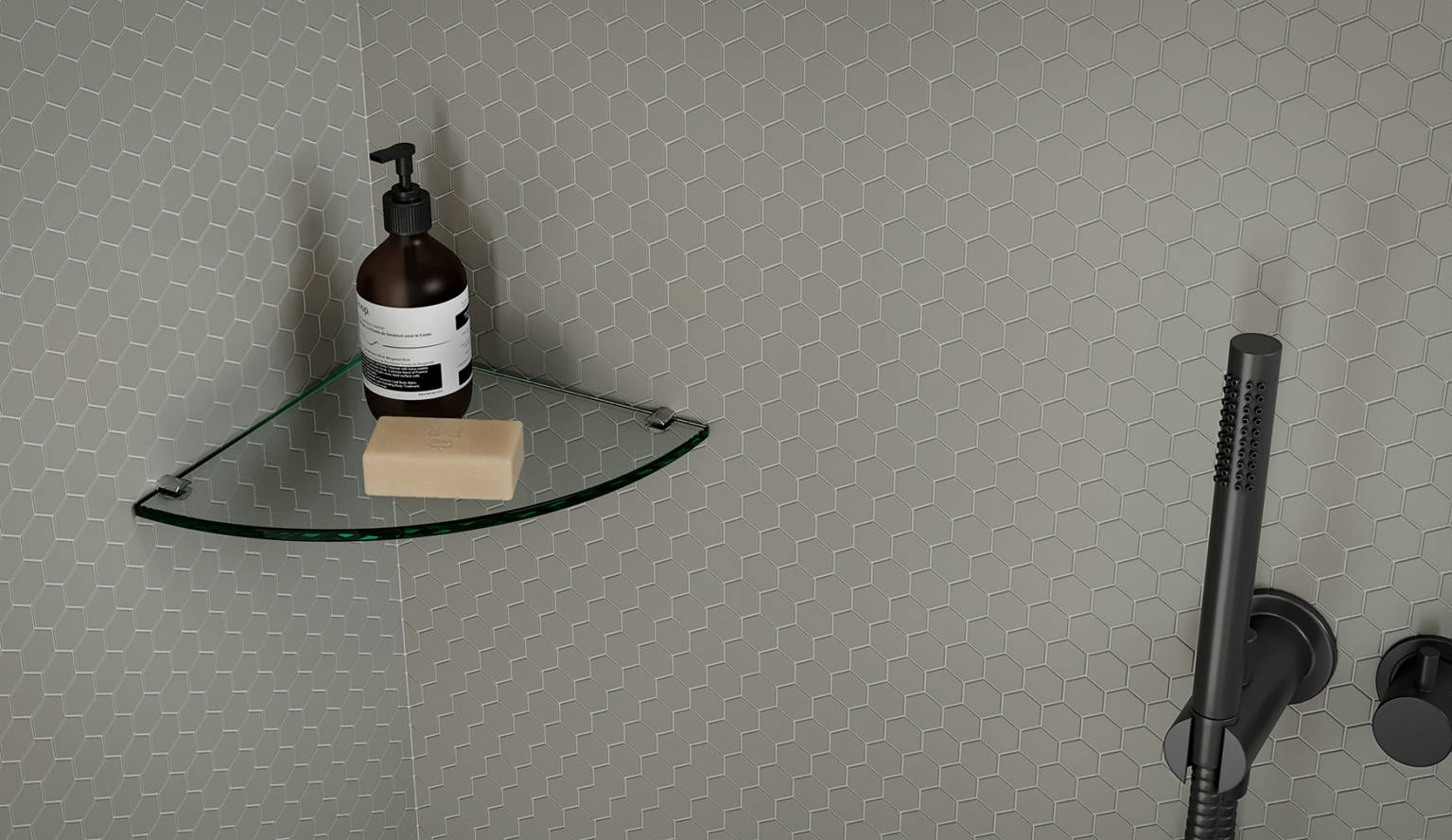 Traditions Taupe Matte 1in Hex Mosaic | Demolive