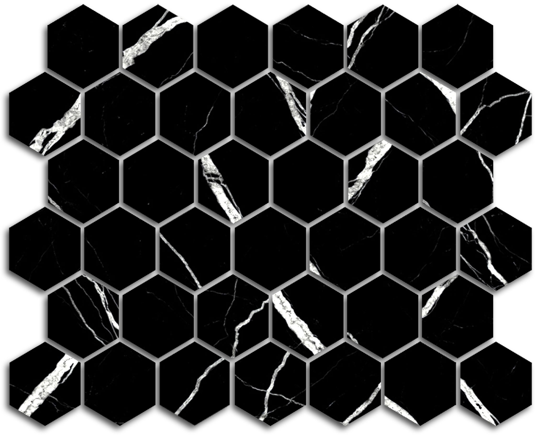 Treasure Midnight Nero 2x2 Carved Matte Hexagon Mosaic