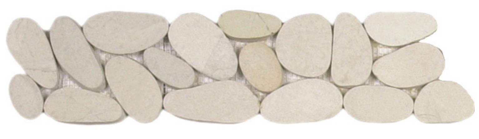 White Xl Sliced Matte Pebble Interlocking Border