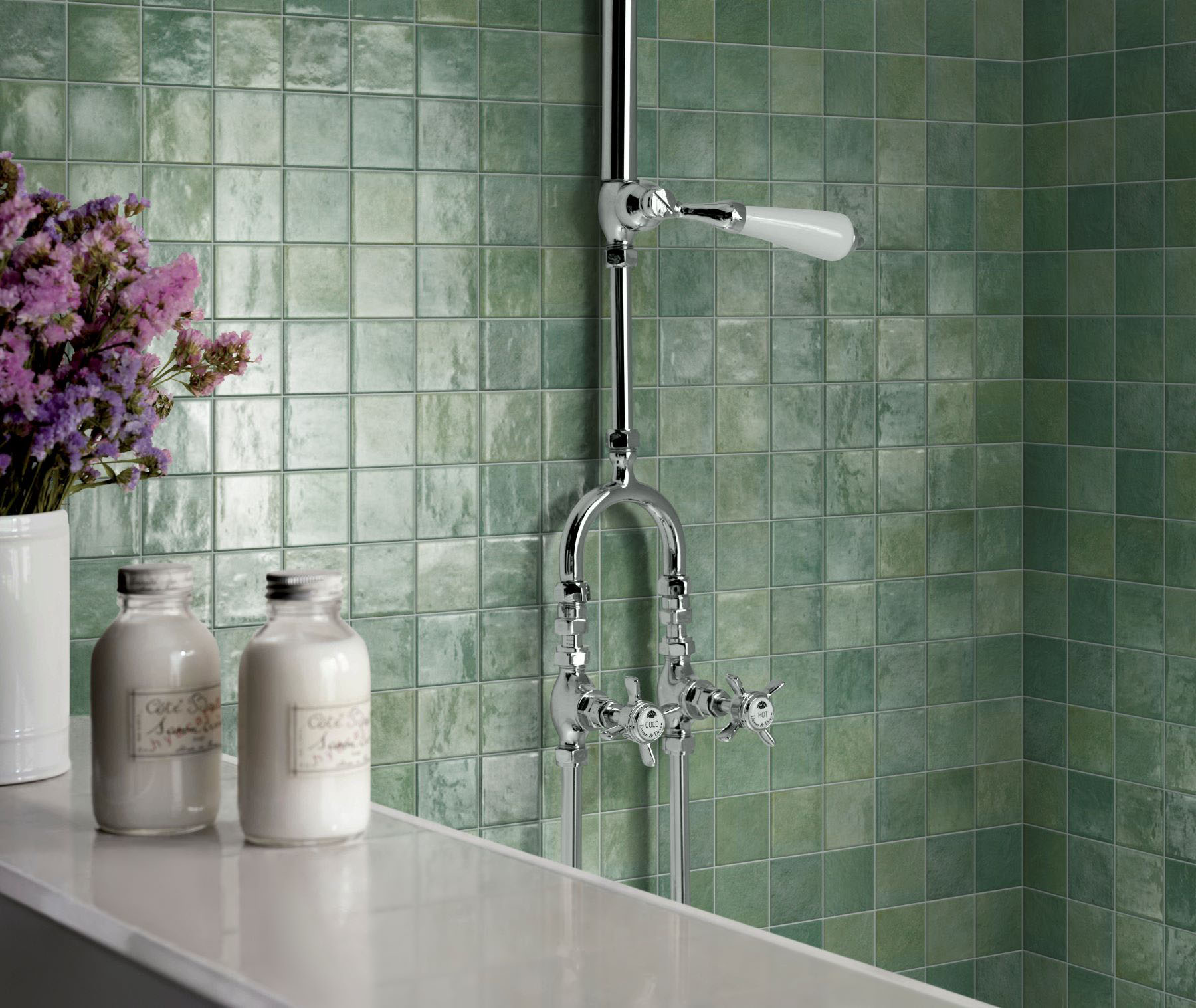 Zellige Glazed Ceramic Soft Green Mix 3 | Demolive