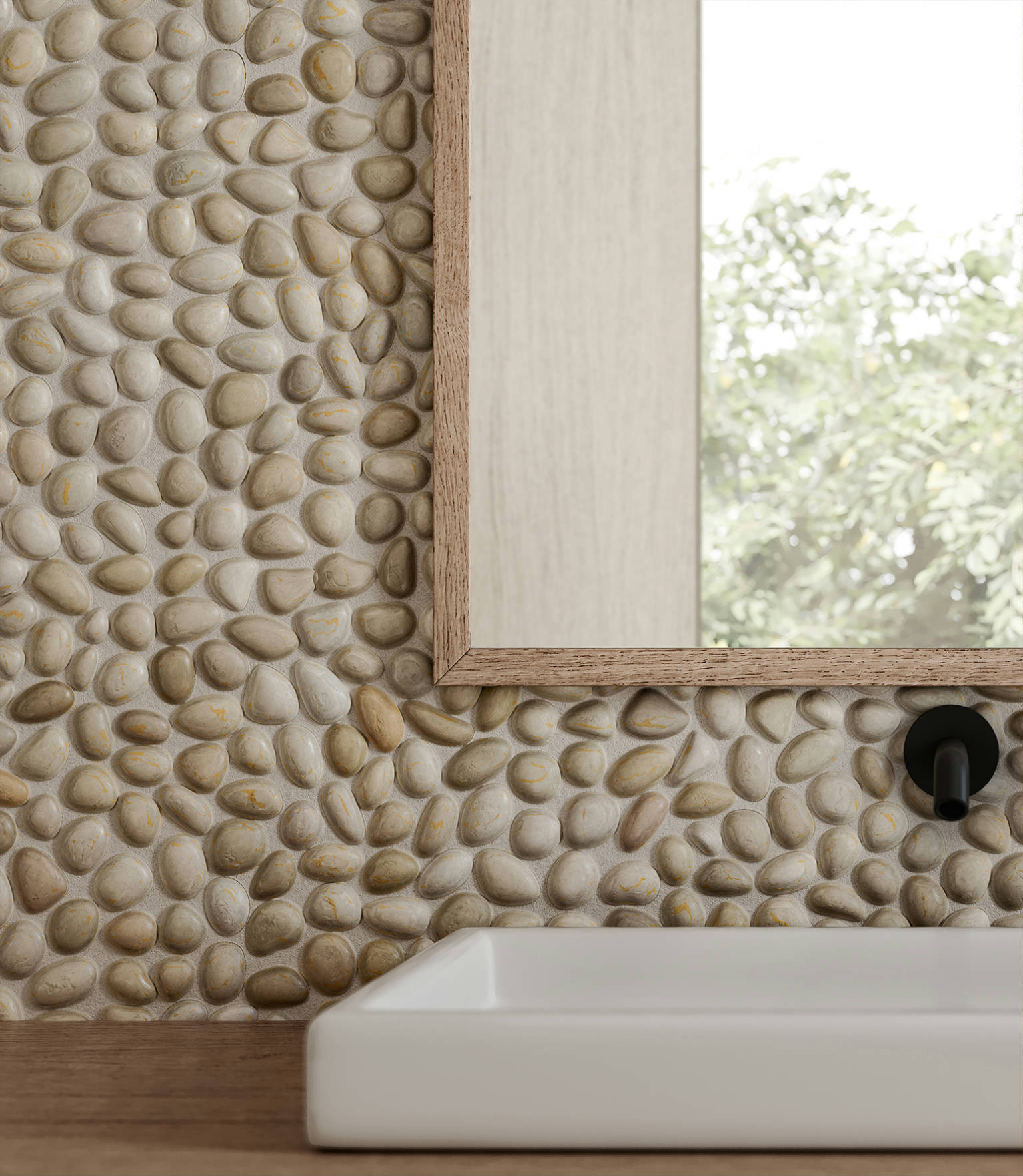 Zen Fiji Cream Natural Pebble Matte Mosaic 3 | Demolive