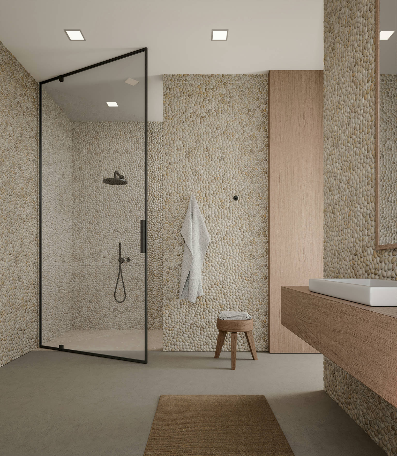 Zen Fiji Cream Natural Pebble Matte Mosaic | Demolive